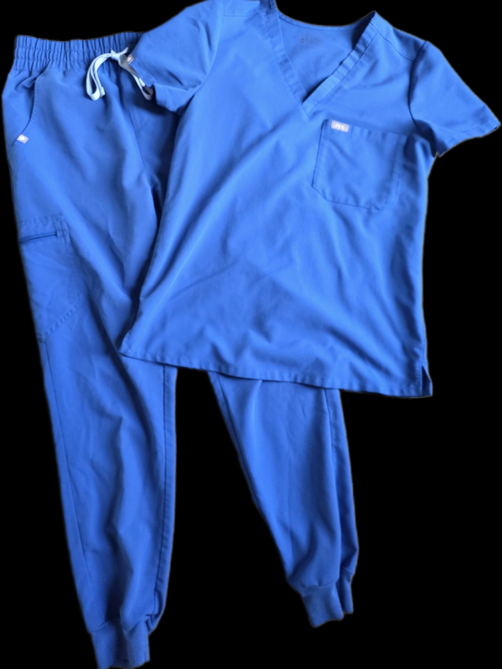Figs Royal Blue V-Neck Scrub Top & Jogger Pants